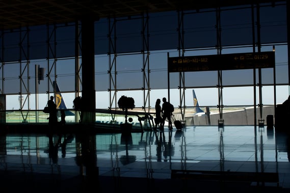 This is an image of people in an airport.