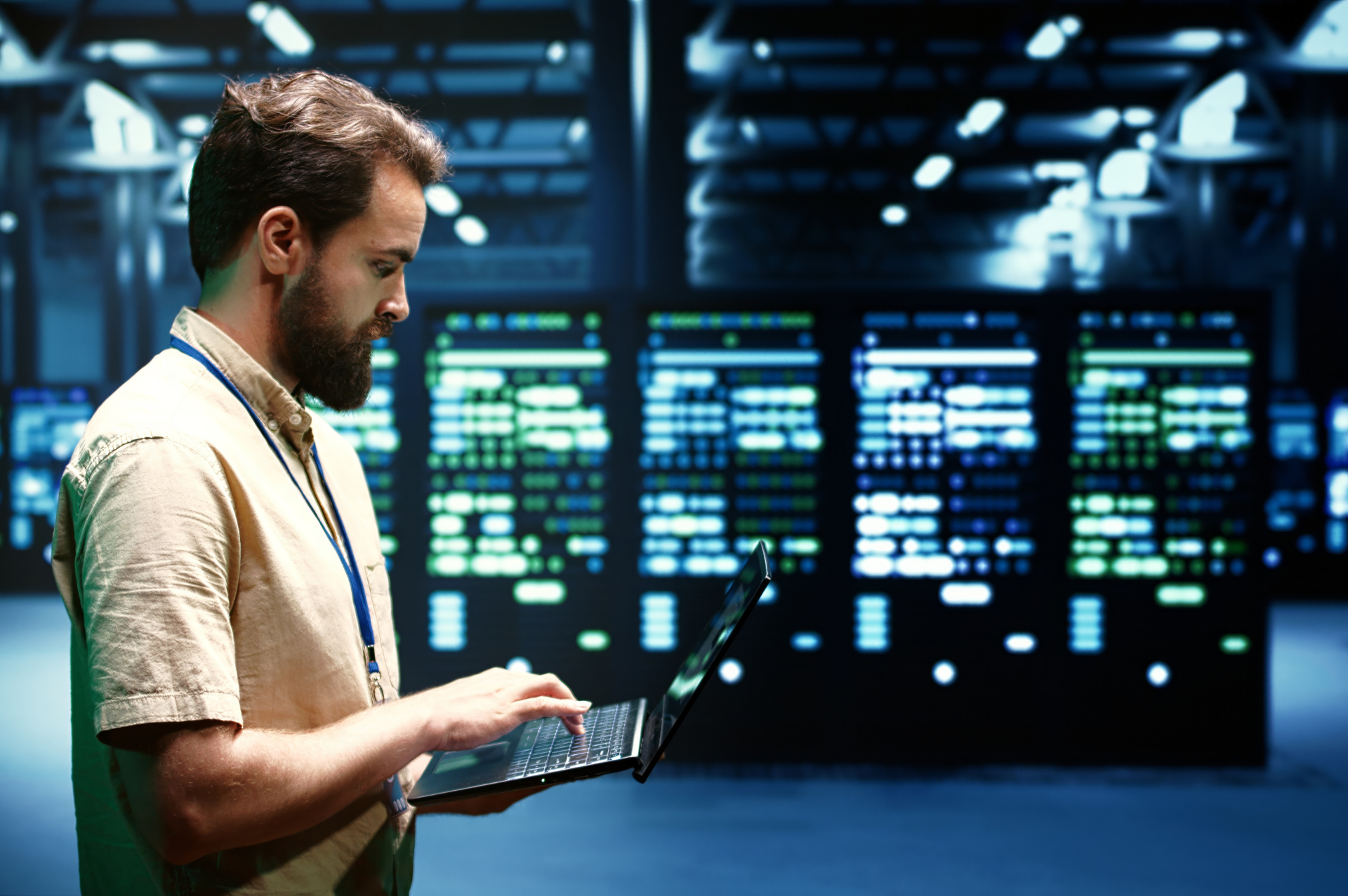 This is an image of a developer analysing some servers