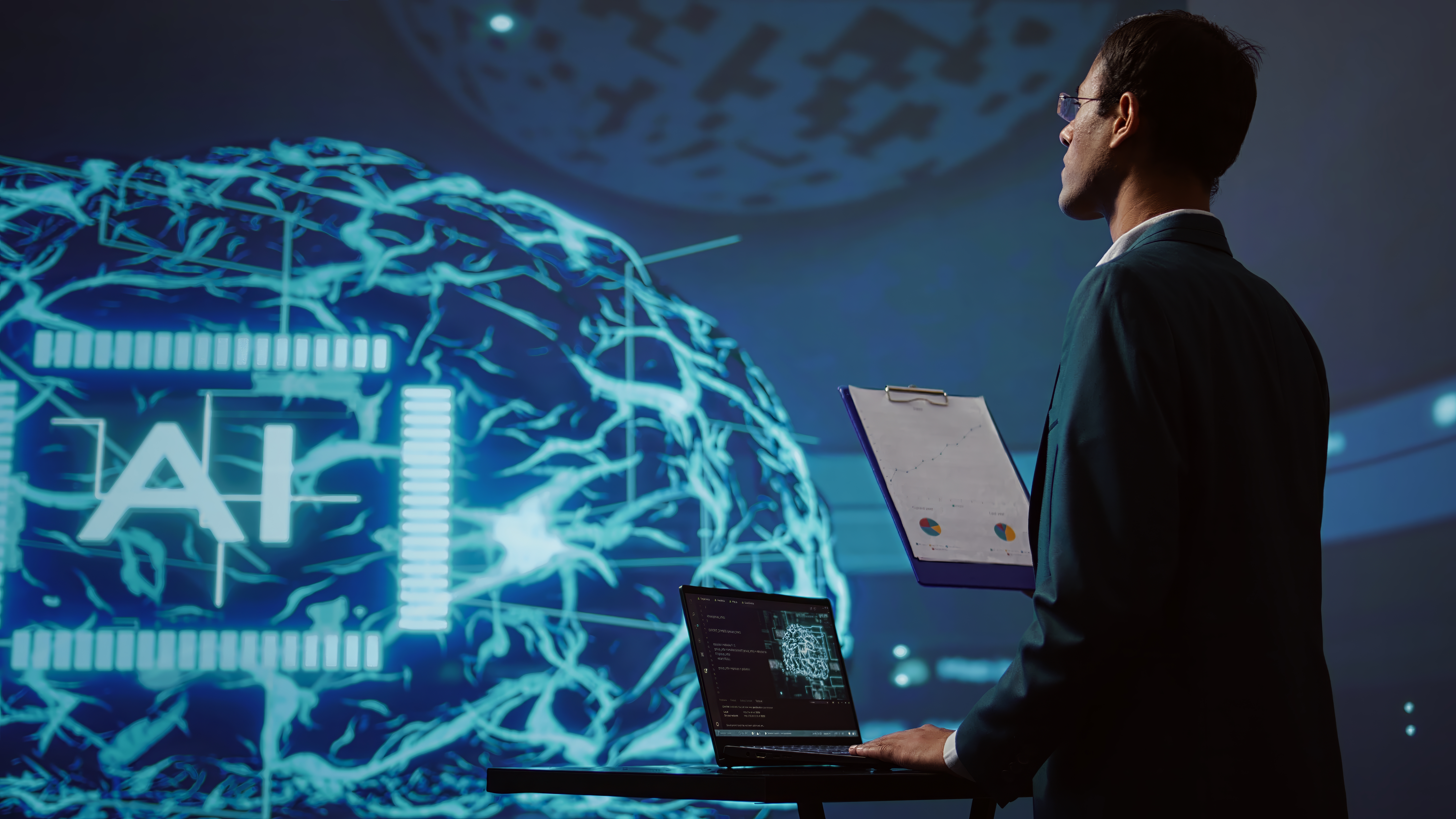 This is an image of a man using AI software